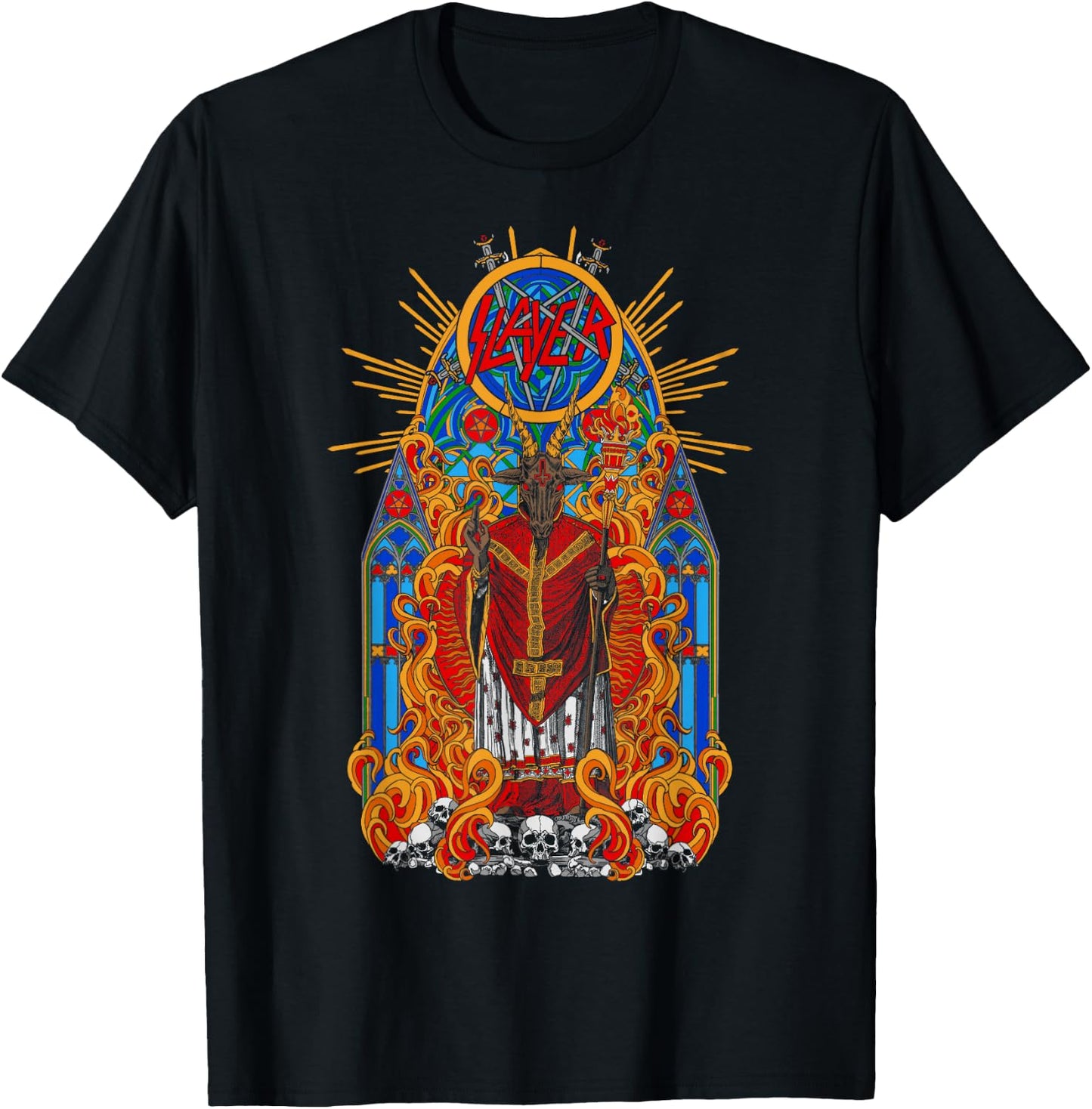 Slayer Goat God Stained Glass T-Shirt - T-Shirt | Black