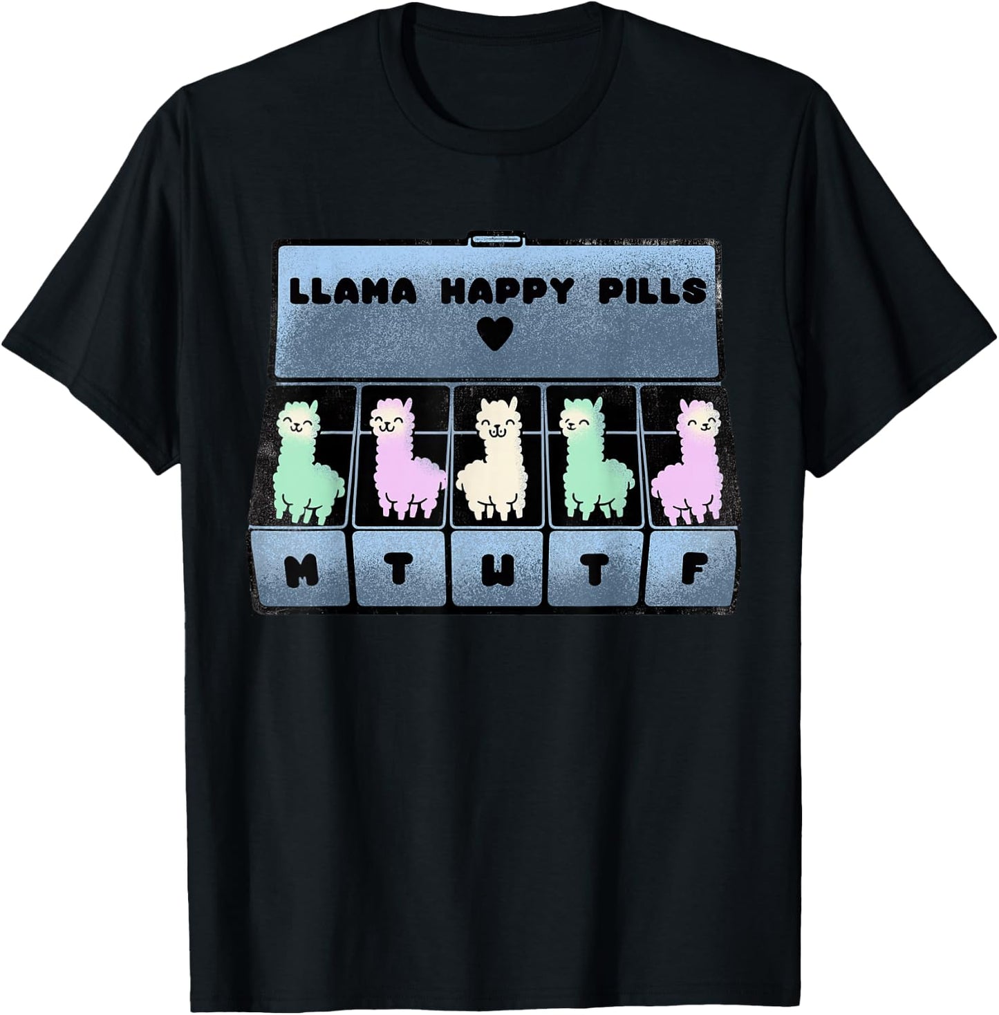 Llama Happy Pills T-Shirt - T-Shirt | Black