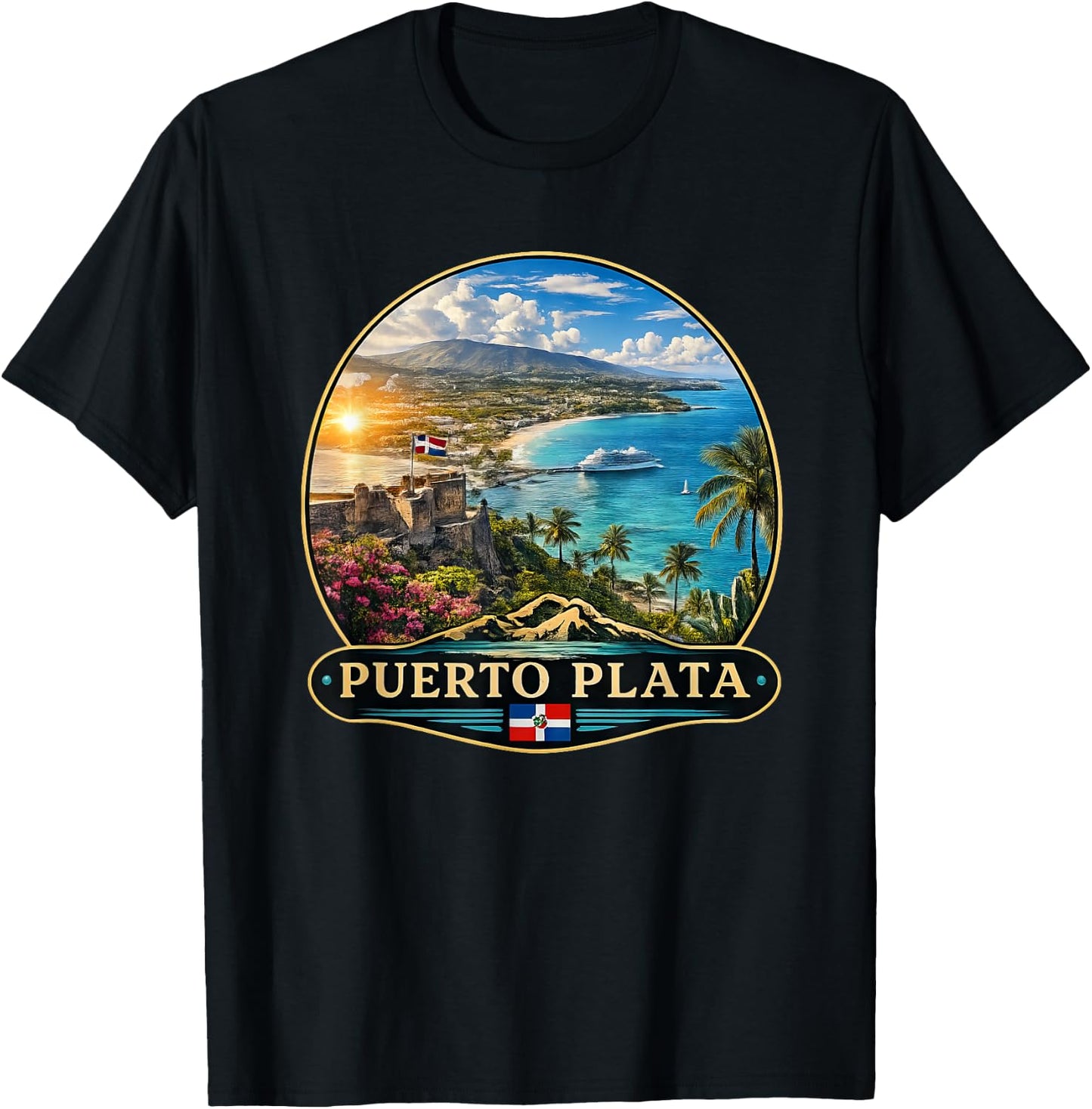 Puerto Plata Dominican Republic Vacation Scenery T-Shirt - T-Shirt | Black