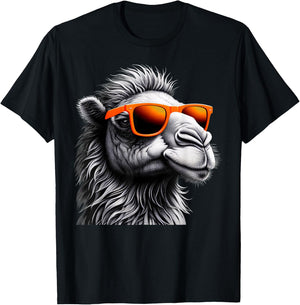 Cool Camel Wearing Sunglasses Graphic Art T-Shirt - T-Shirt | Black