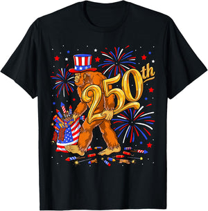 usa250 Bigfoot celebriting 250th Anniversary 4th of July T-Shirt - T-Shirt | Black