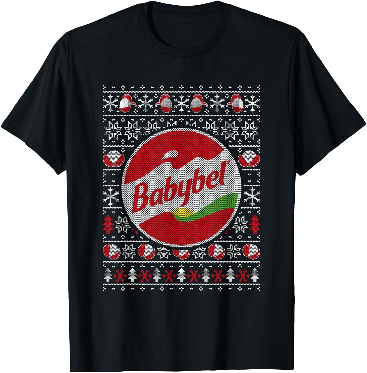Babybel Christmas Knitting Pattern , Black, S T-Shirt - T-Shirt | Black