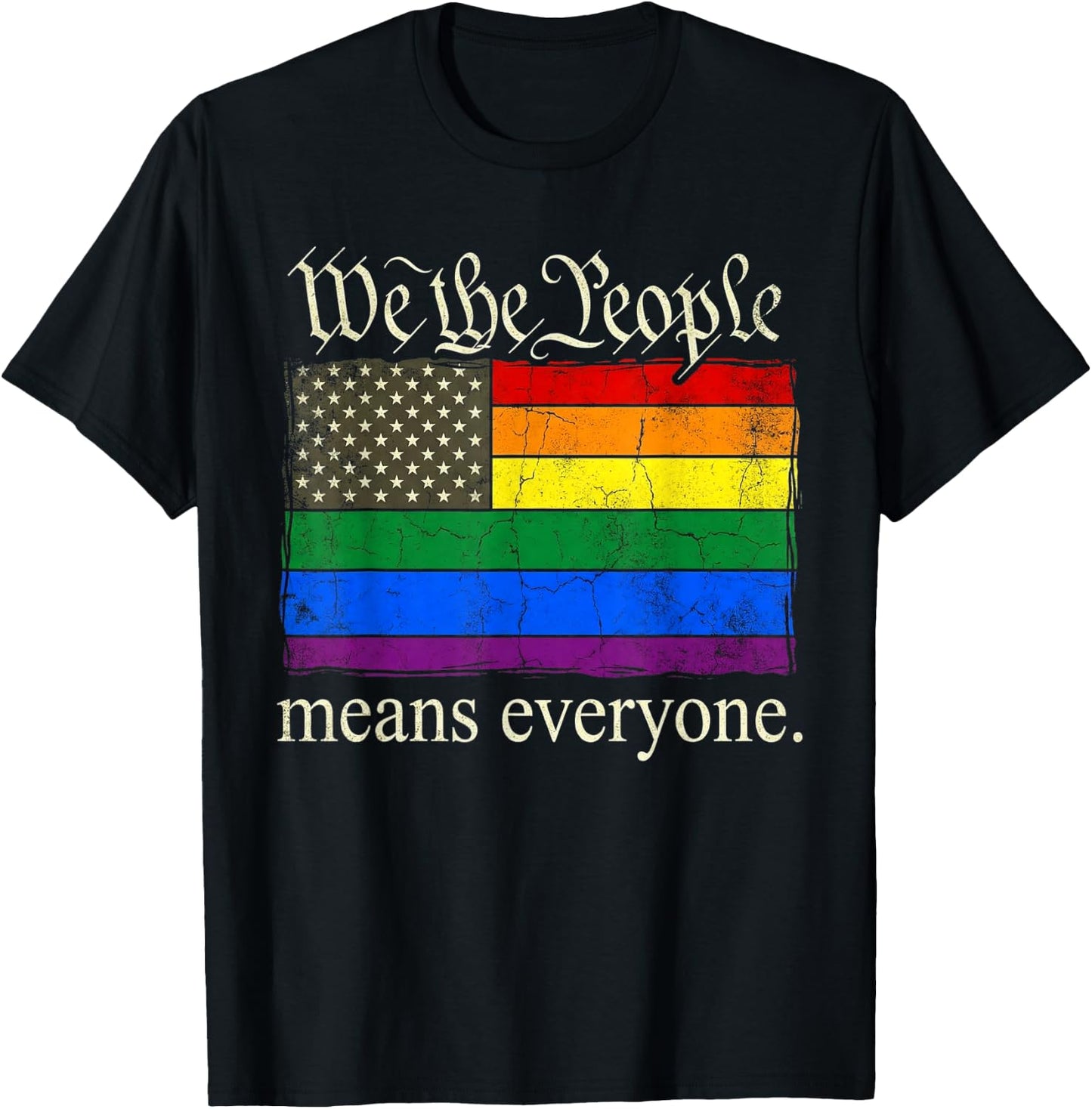 We The People Means Everyone USA Ally Pride Support T-Shirt - T-Shirt | Black