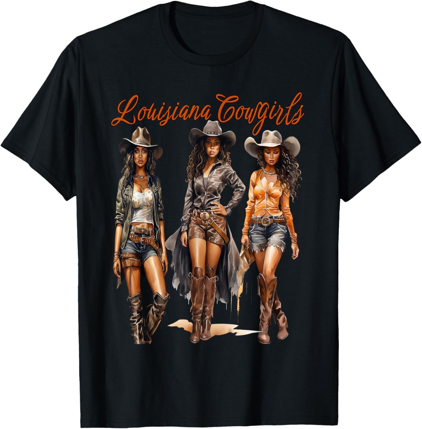 Pretty Louisiana Cowgirls T-Shirt - T-Shirt | Black