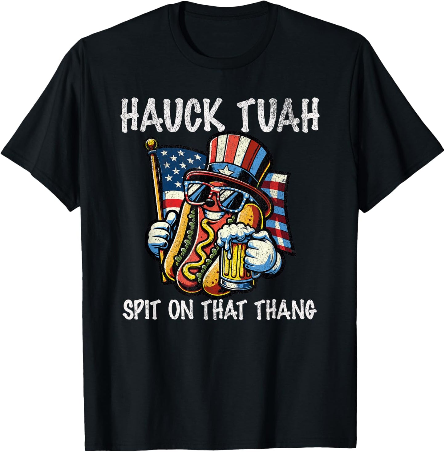 Hawk Tush Spit on that Thang Viral 4th Of July Wiener Parody T-Shirt - T-Shirt | Black