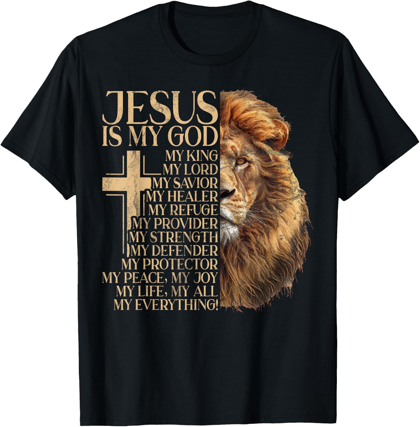 Adult - Black - Small - Short Sleeve - Classic - - Polyester 100% - Religious Symbol Design - Christians T-Shirt - T-Shirt | Black