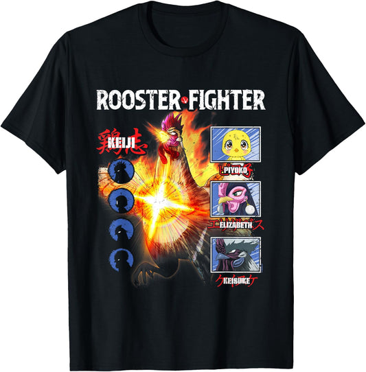 Rooster Fighter Character Breakdown Action Anime T-Shirt - T-Shirt | Black
