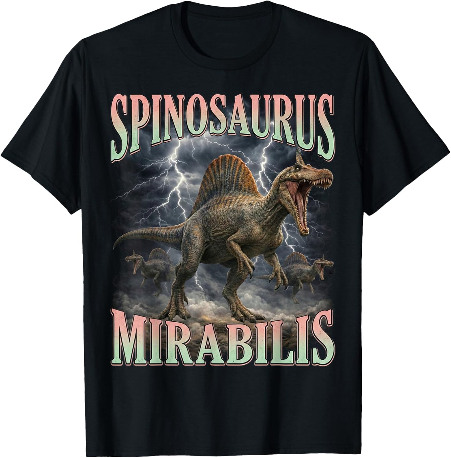 Roaring Spinosaurus Mirabilis Prehistoric Dinosaur T-Shirt - T-Shirt | Black
