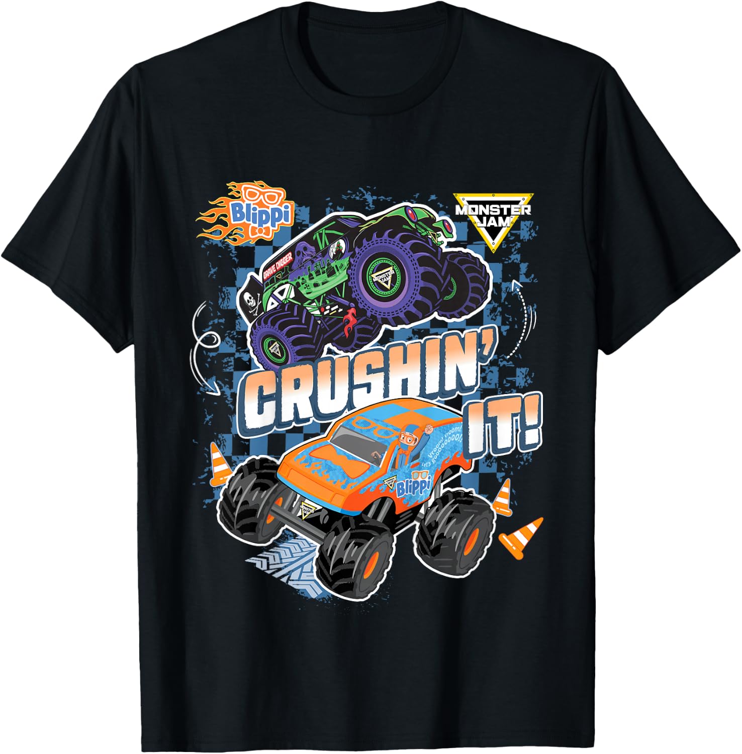 Kids Blippi Grave Digger Crushin' It T-Shirt - T-Shirt | Black