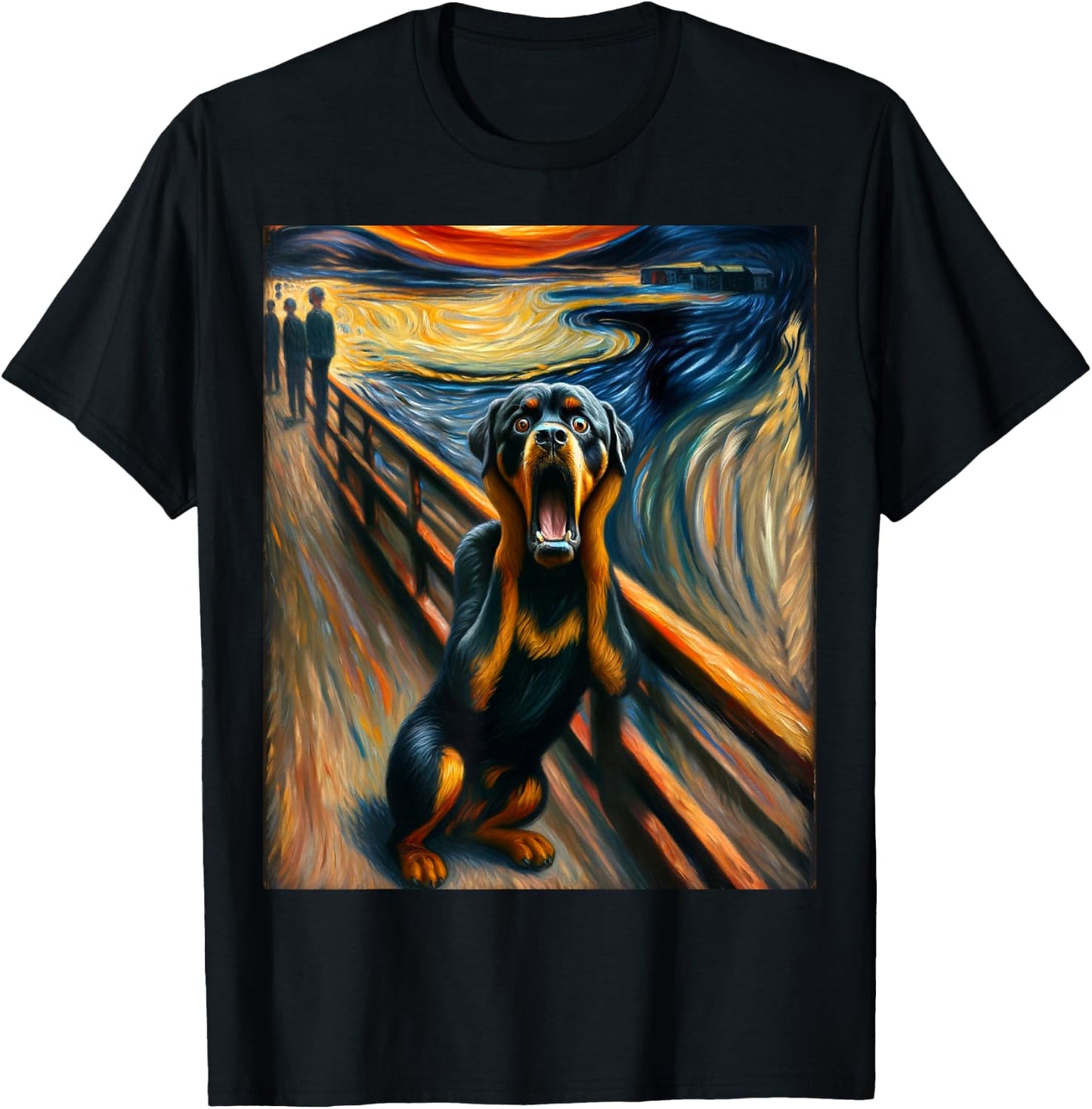 Expressionist Artsy Rottweiler Dog | Artistic Rottweiler T-Shirt - T-Shirt | Black