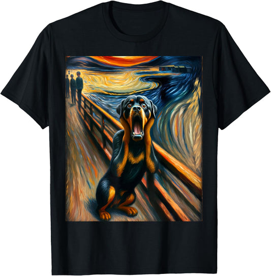 Expressionist Artsy Rottweiler Dog | Artistic Rottweiler T-Shirt - T-Shirt | Black
