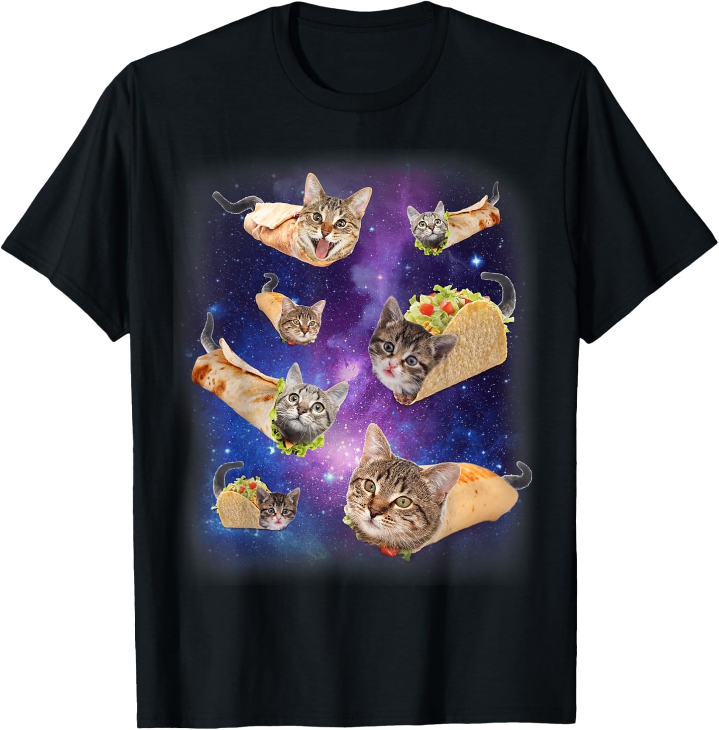 Burrito Cat and Taco Cat Space Galaxy Meme Tacocat Silly , Black, S T-Shirt - T-Shirt | Black