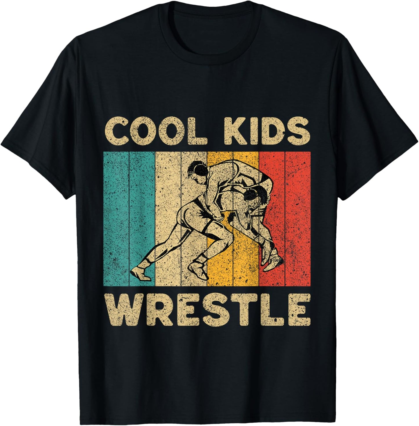 Cool Kids Wrestle Vintage Wrestling Wrestler T-Shirt - T-Shirt | Black
