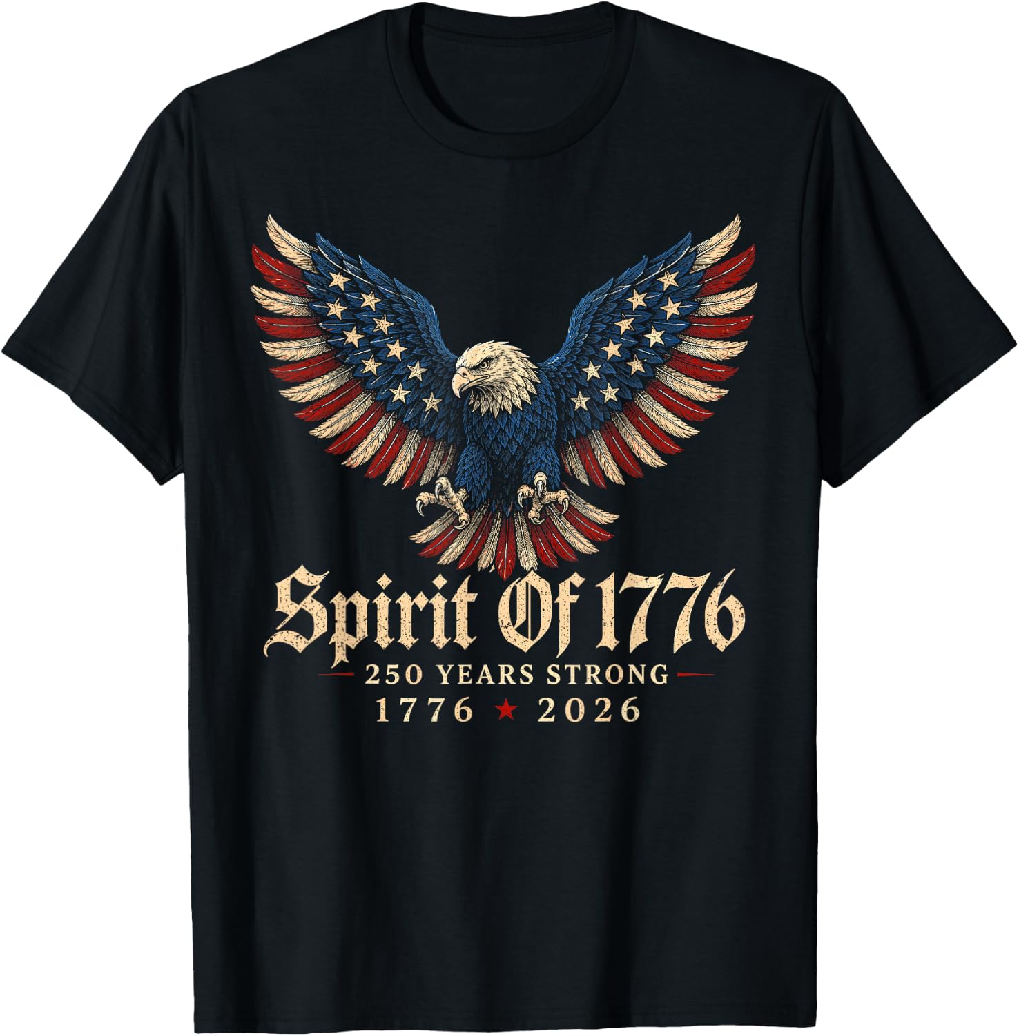1776 2026 Patriotic Eagle American Freedom Anniversary T-Shirt - T-Shirt | Black