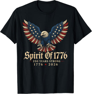 1776 2026 Patriotic Eagle American Freedom Anniversary T-Shirt - T-Shirt | Black