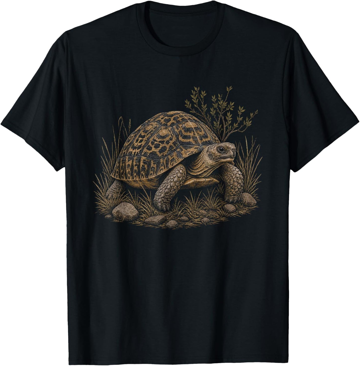 Leopard Tortoise Graphic Artwork Design T-Shirt - T-Shirt | Black