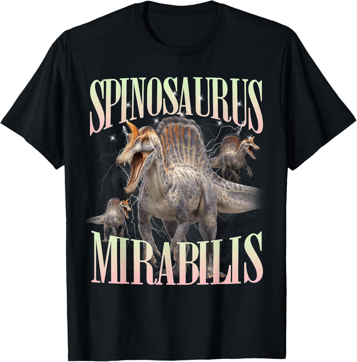 Roaring Spinosaurus Mirabilis Prehistoric Dinosaur T-Shirt - T-Shirt | Black