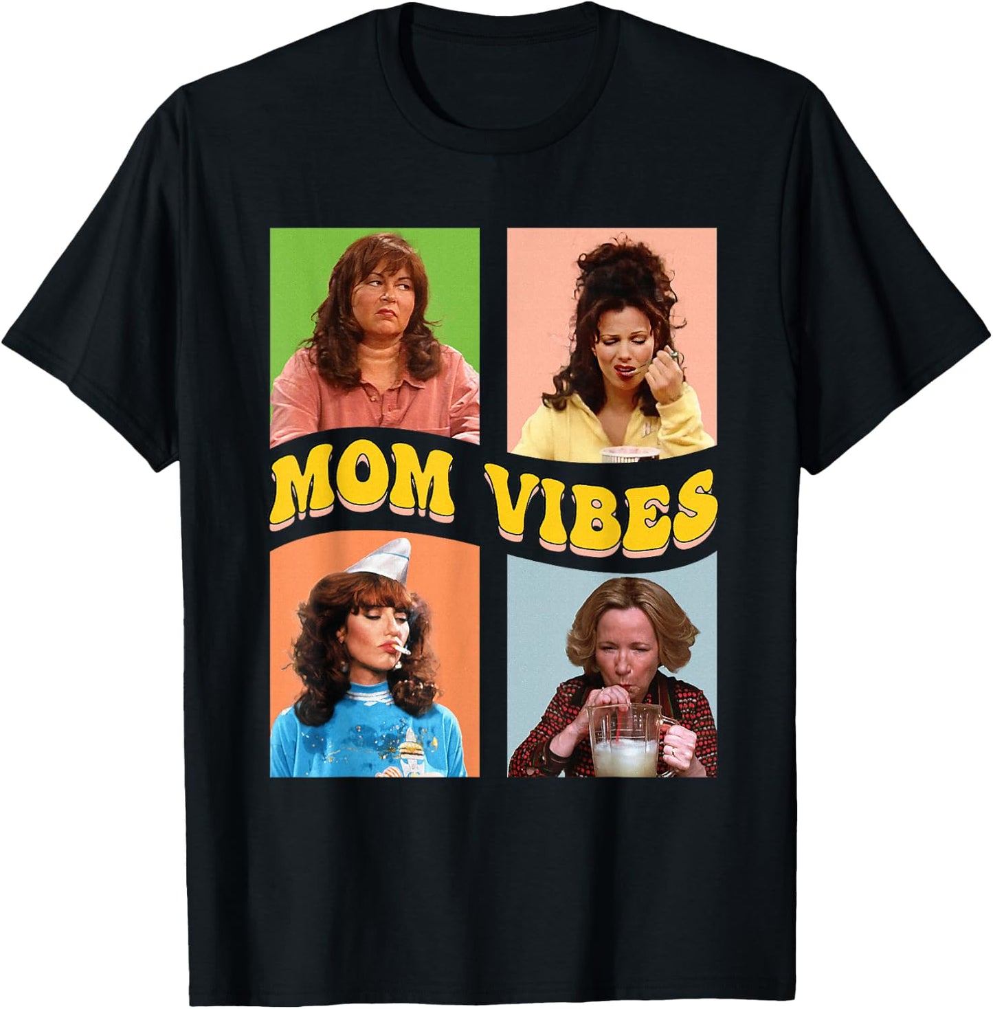 Retro Nineties Mom Vibes Vintage Mother's Day Women's Shirt , black T-Shirt - T-Shirt | Black