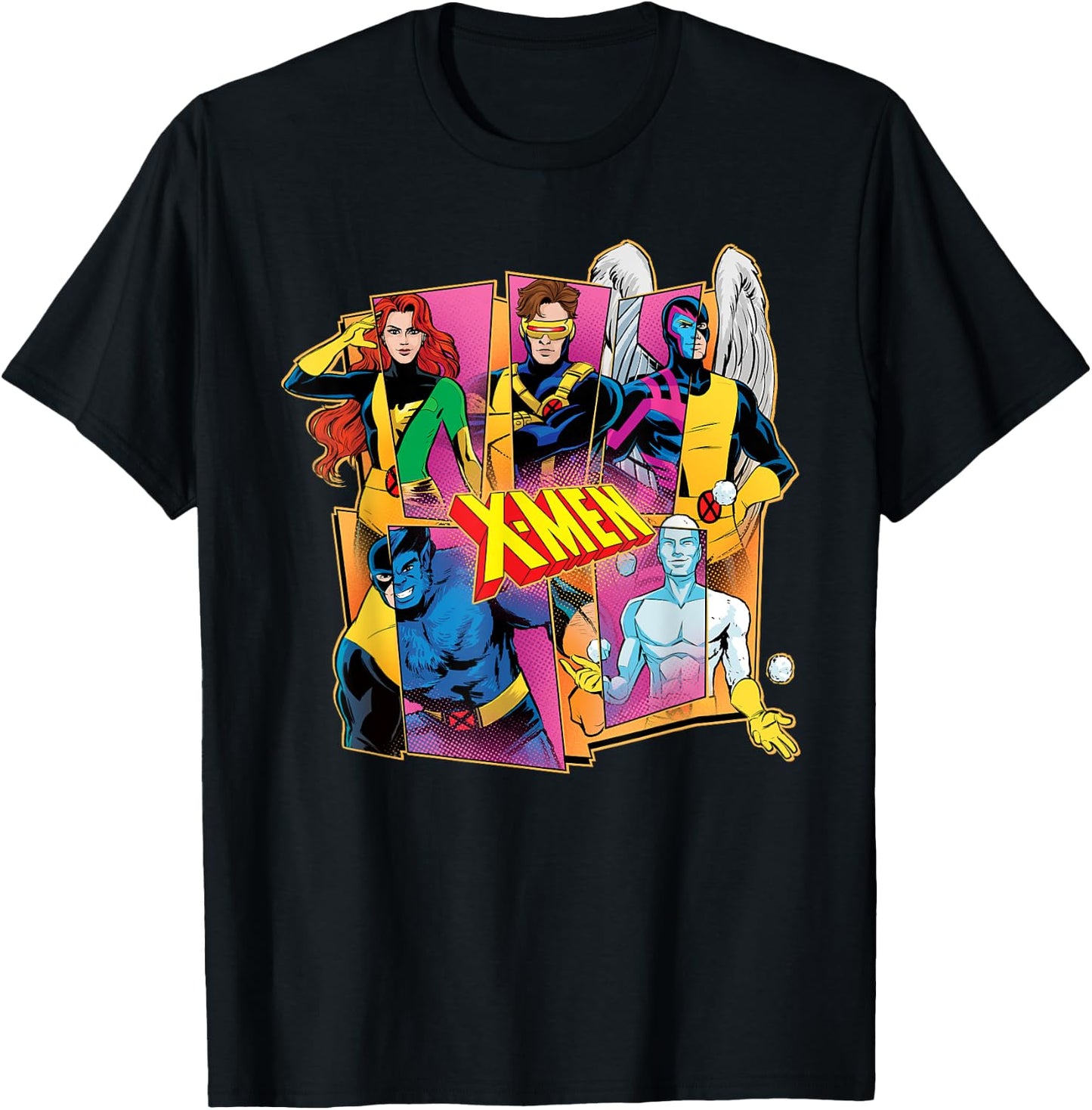 Marvel X-Men Mutant Heroes '60s & '90s Retro Comic Costumes , Black, S T-Shirt - T-Shirt | Black