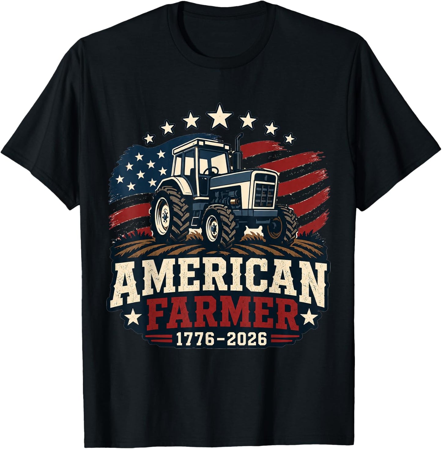 American Farmer 250 4th of July Tractor 1776 2026 T-Shirt - T-Shirt | Black