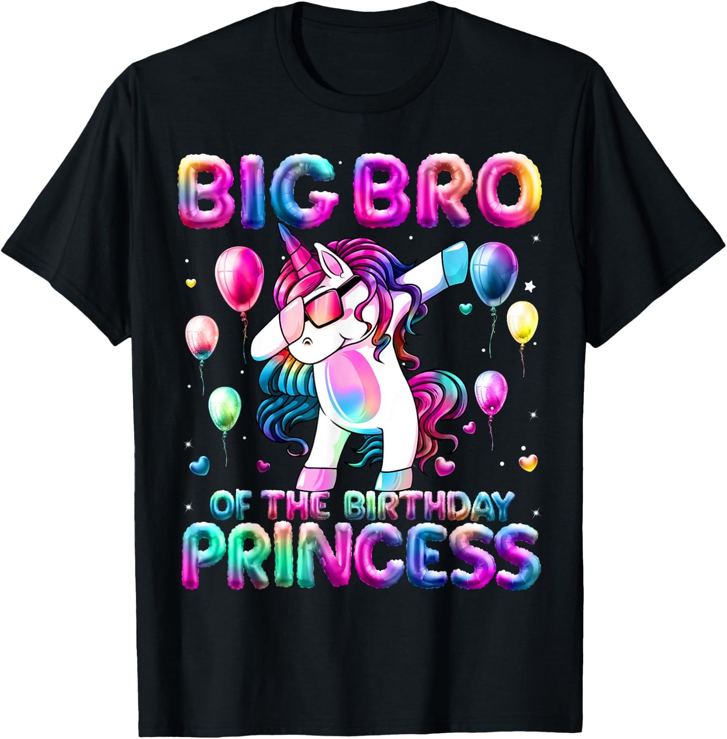 Brother of the Birthday Princess Girl Dabbing Unicorn Bro T-Shirt - T-Shirt | Black