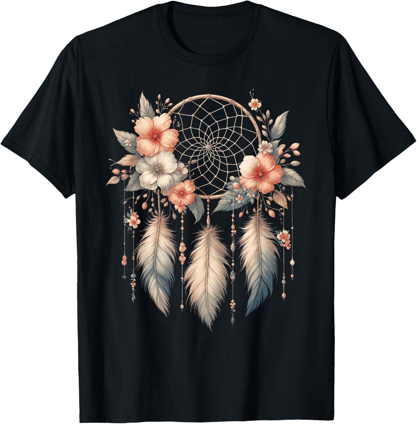 Symbole attrape-rêves cool dans le style art floral de Noël T-Shirt - T-Shirt | Black