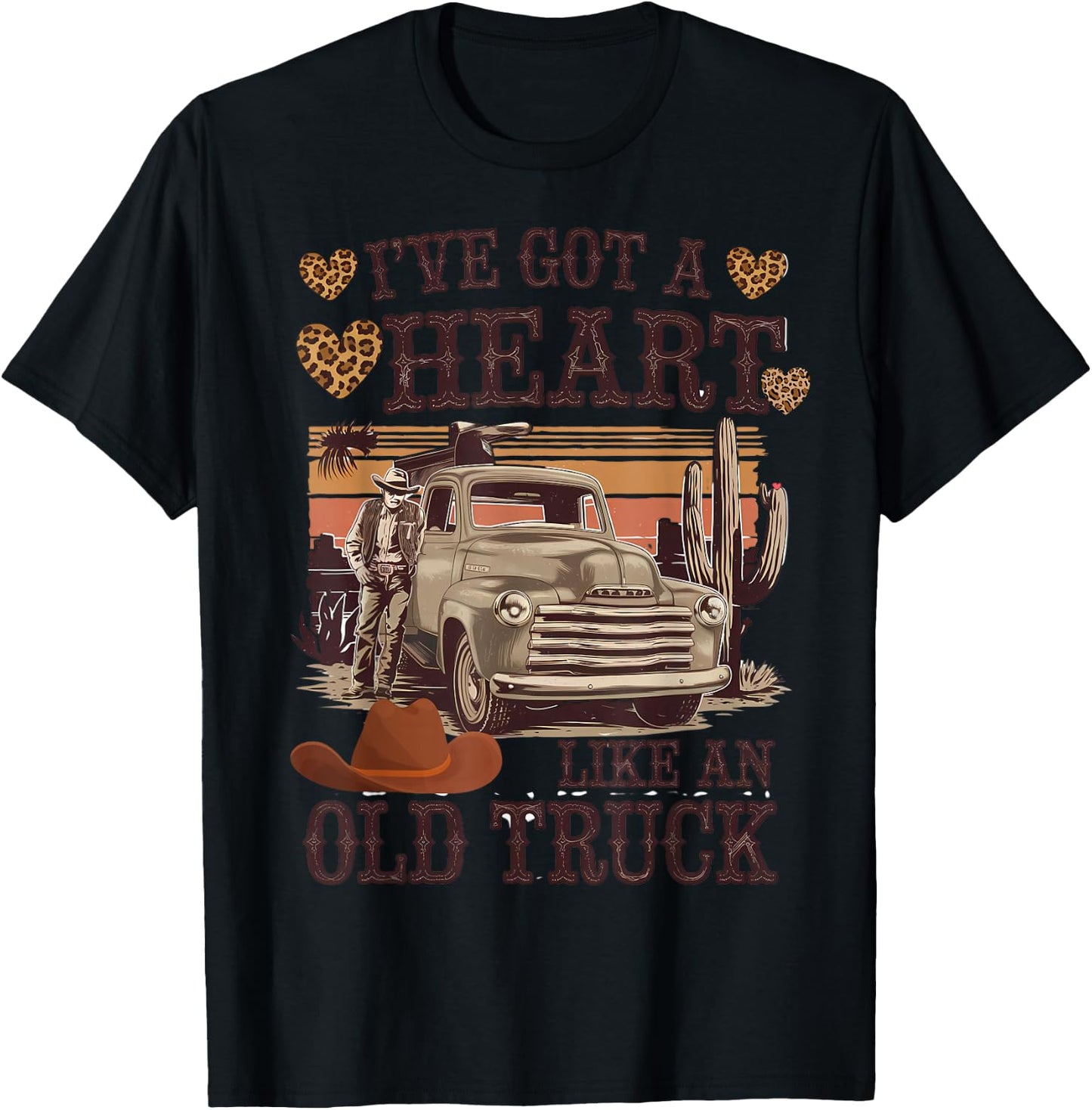 Heart Like an Old Truck - Vintage Western T-Shirt - T-Shirt | Black