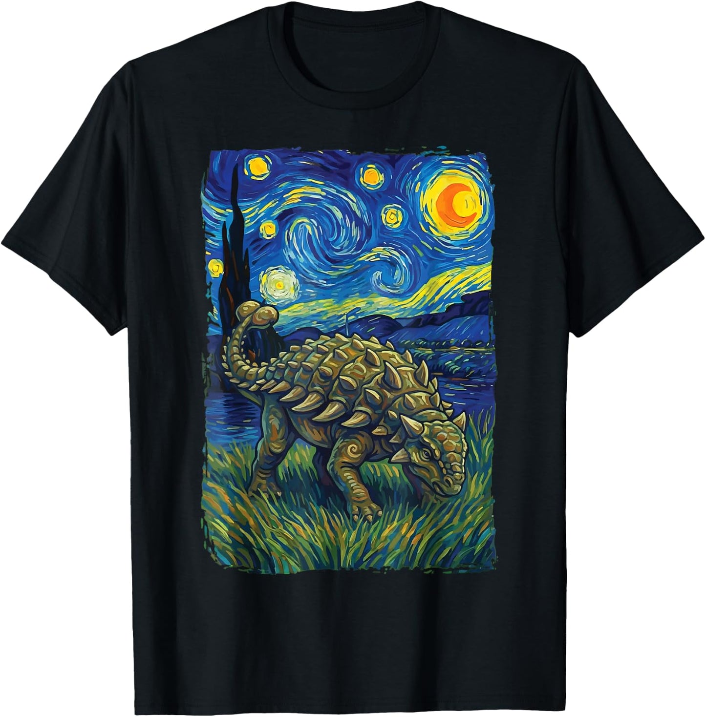 Ankylosaurus Starry Night T-Shirt - T-Shirt | Black