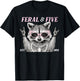 Funny 5 Year Old Feral and Five Raccoon 5th Birthday Girl T-Shirt - T-Shirt | Black