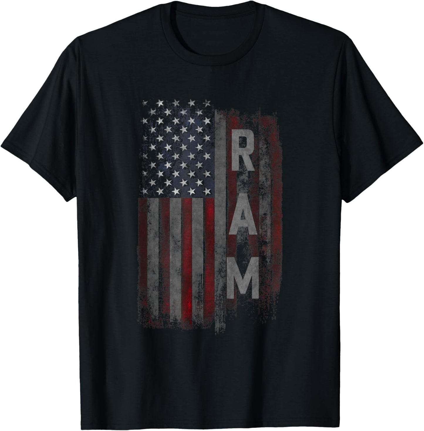 Ram Family American Flag T-Shirt - T-Shirt | Black