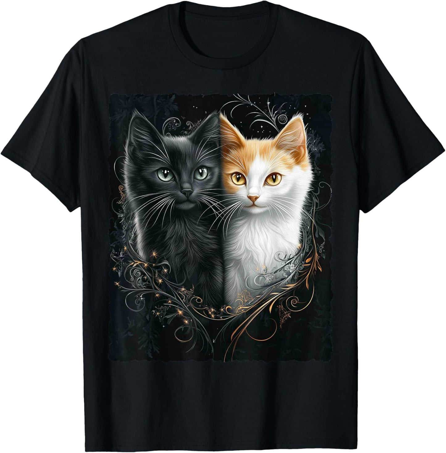Süße magische Katze Kätzchen Kitten Fantasy Kunst T-Shirt - T-Shirt | Black