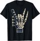 Hand Rock On Skeleton Panel For A Cool Performer , Black, S T-Shirt - T-Shirt | Black
