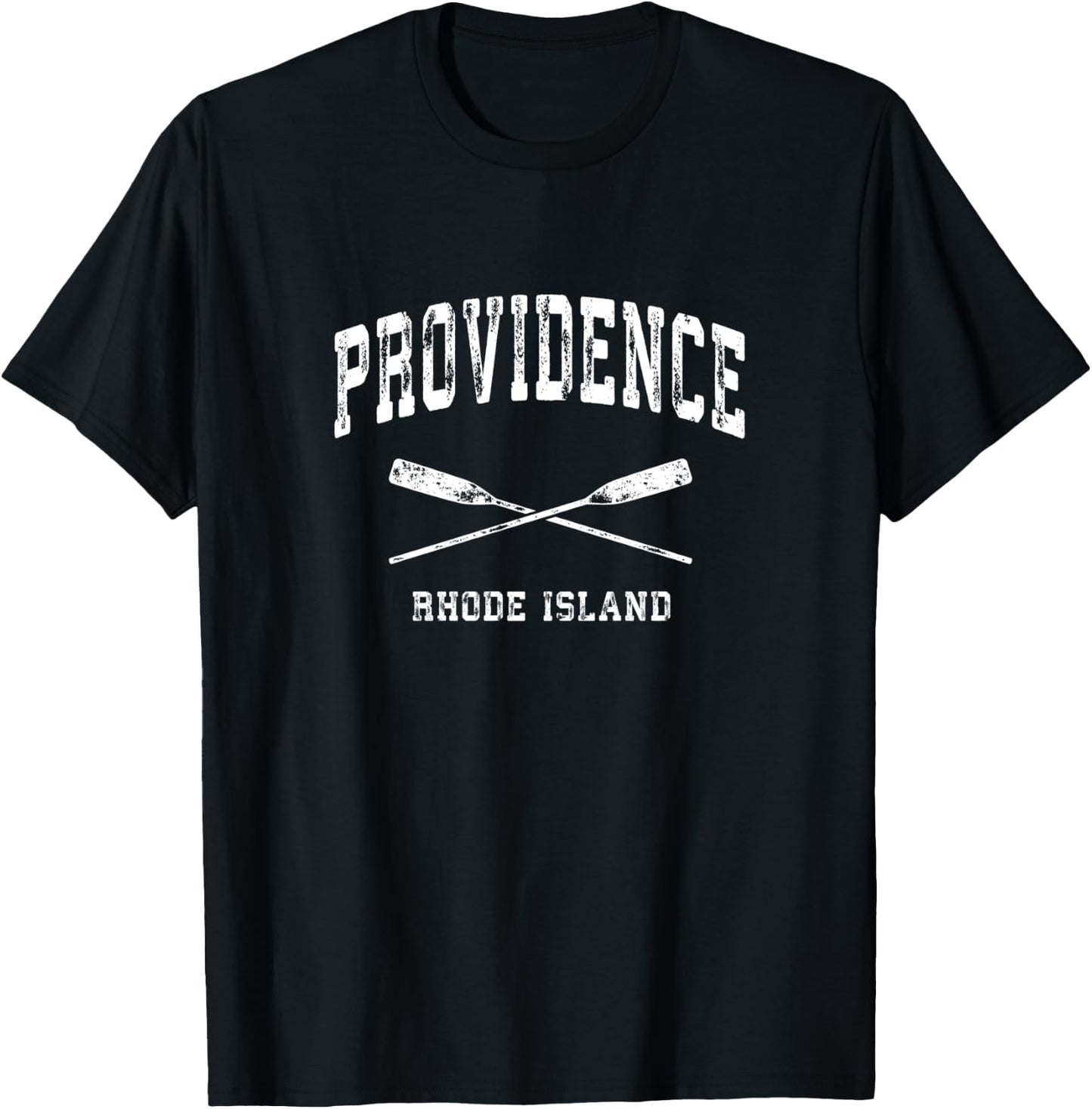 Providence Rhode Island Vintage Nautical Crossed Oars T-Shirt - T-Shirt | Black