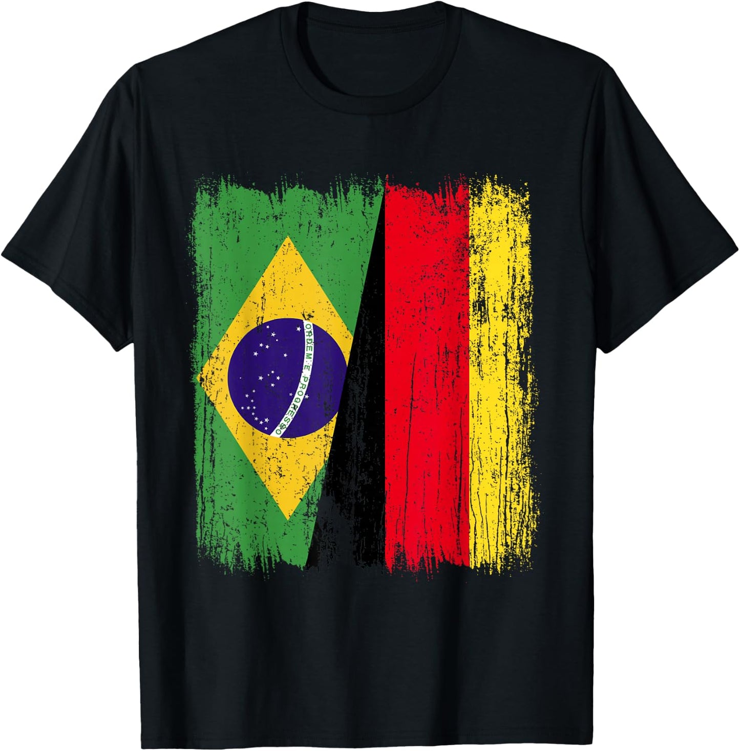 Brazil Germany Half Flag Brazilian German Heritage T-Shirt - T-Shirt | Black