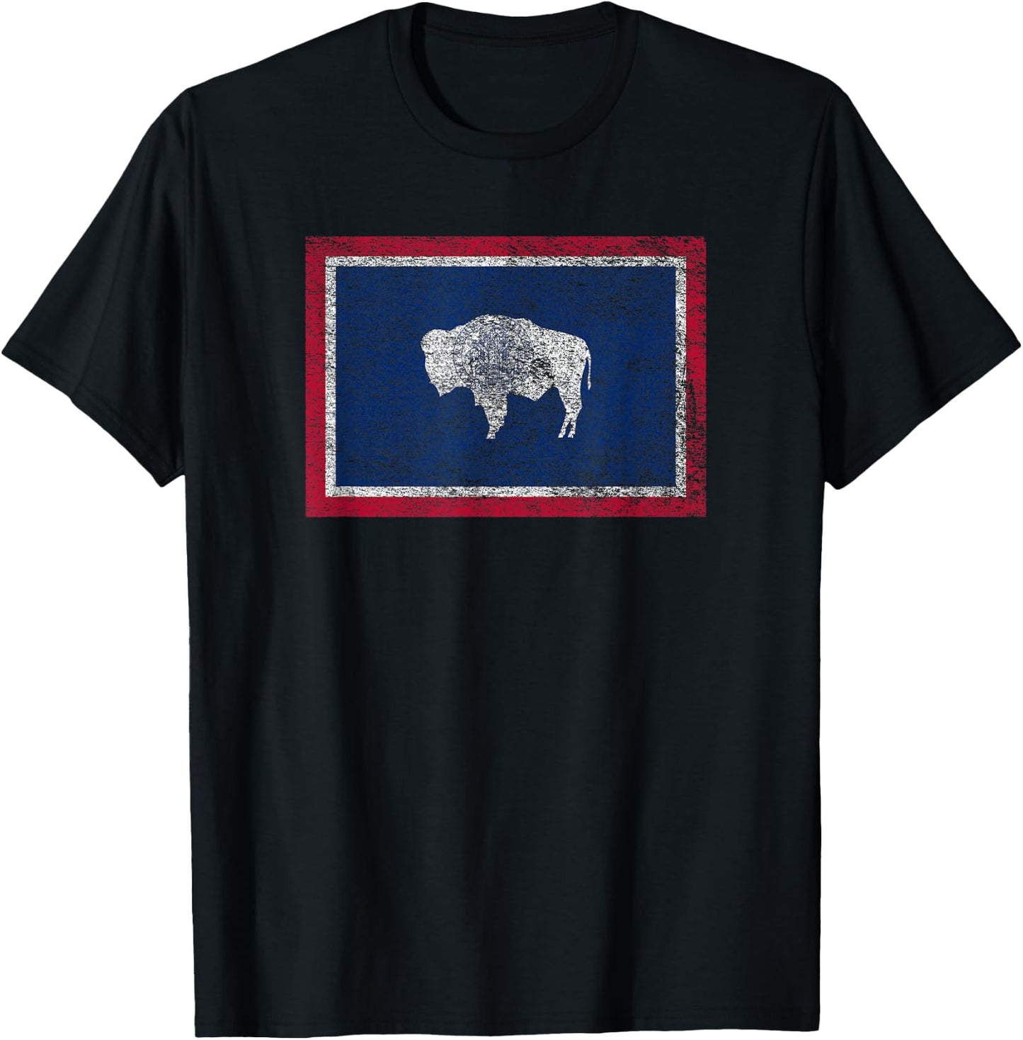 State of Wyoming Flag Bison Cheyenne Jackson Hole T-Shirt - T-Shirt | Black