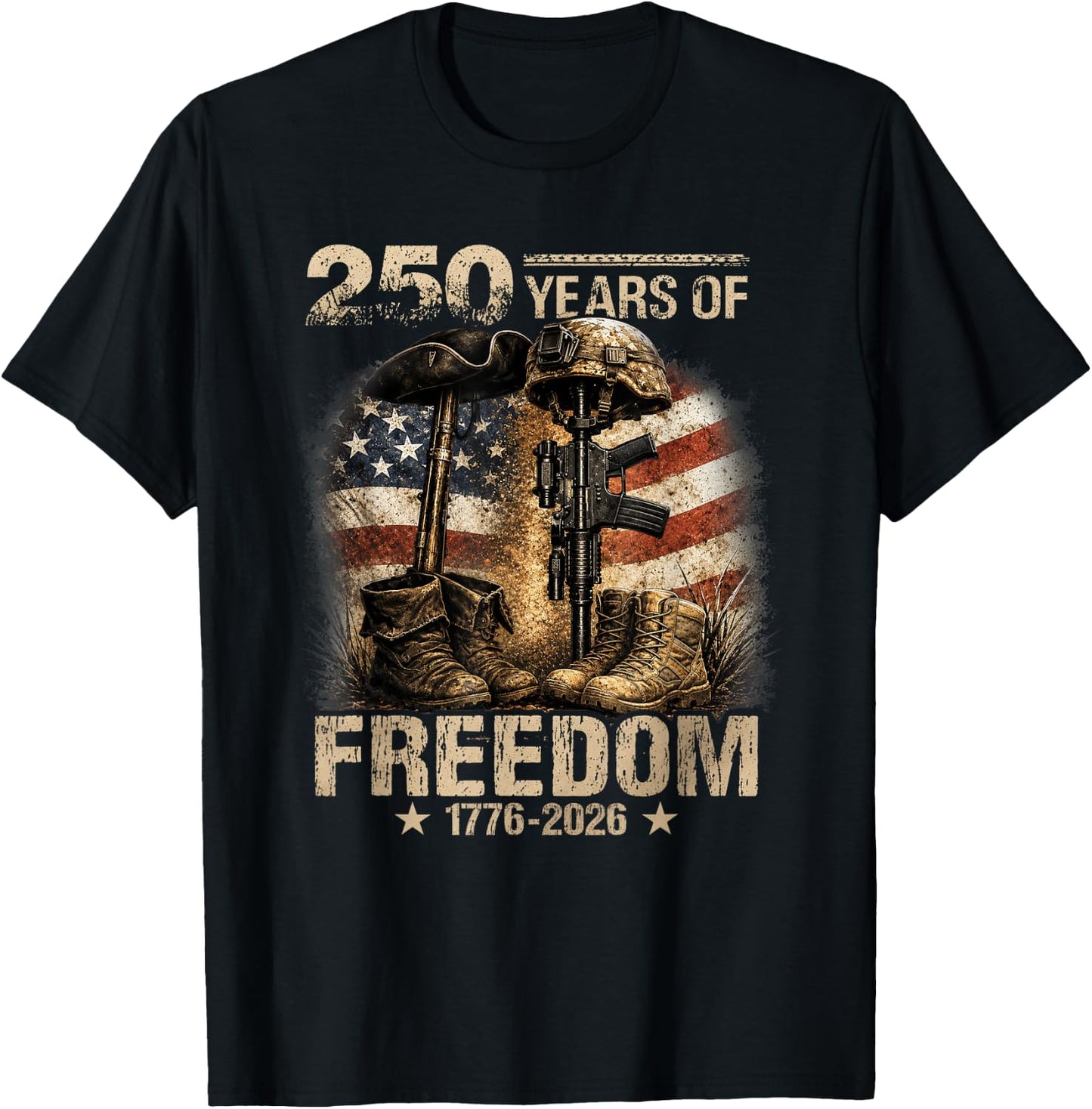 250 Years American 1776 2026 Christian Patriotic 4th of July T-Shirt - T-Shirt | Black