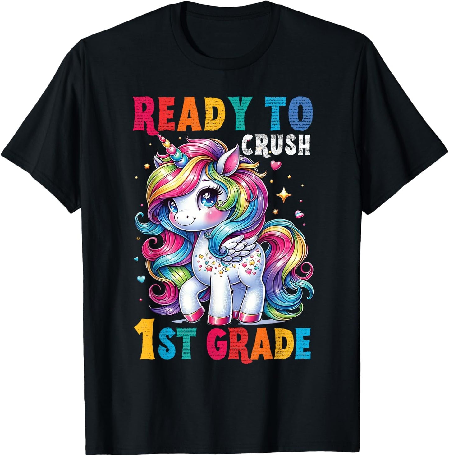Student Unicorn Ready back to School crush 1st grade Girls T-Shirt - T-Shirt | Black