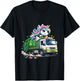 Unicorn Riding Garbage Truck Funny Rainbow T-Shirt - T-Shirt | Black