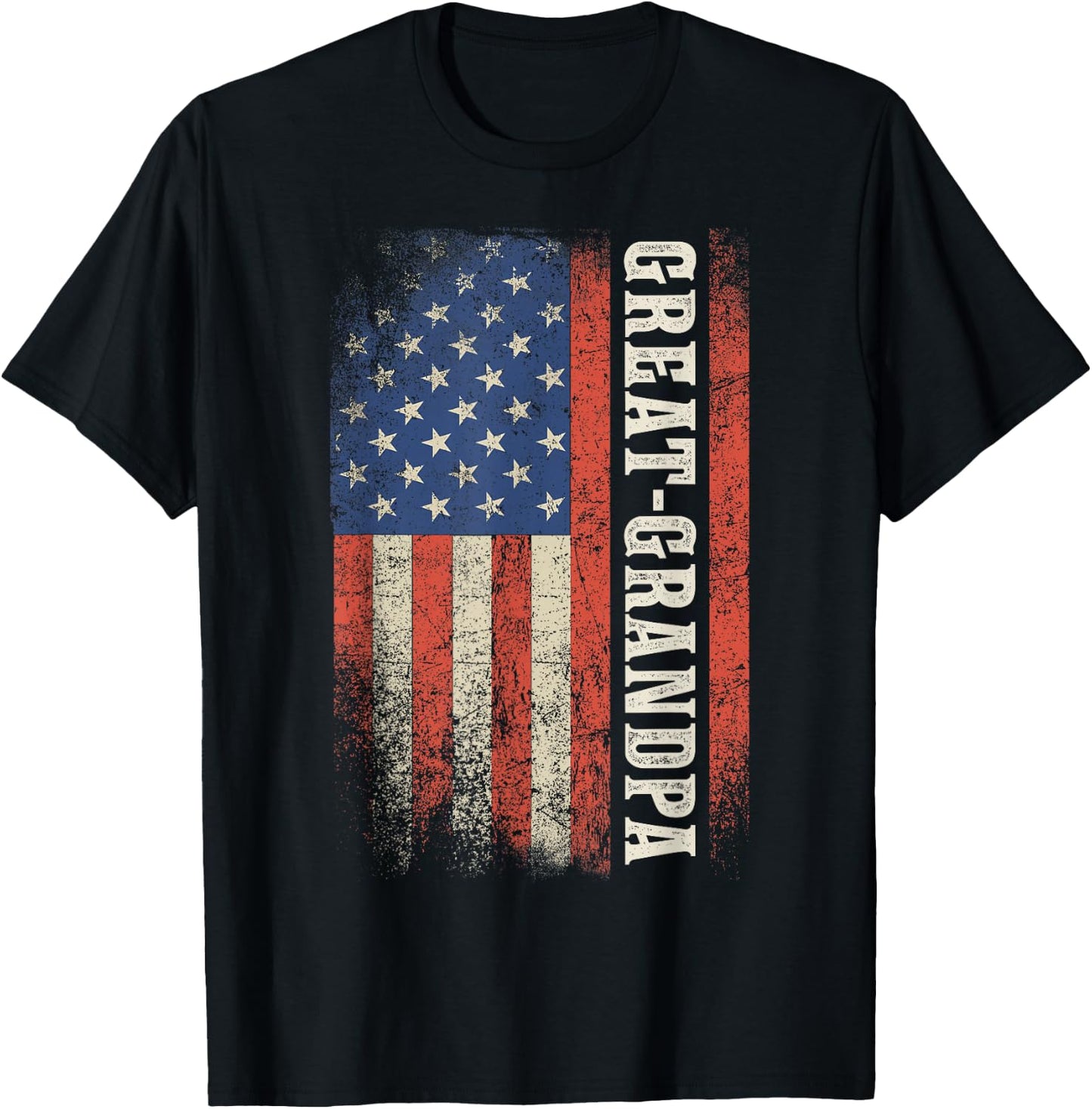 Great Grandpa American Flag Patriotic USA Vintage T-Shirt - T-Shirt | Black