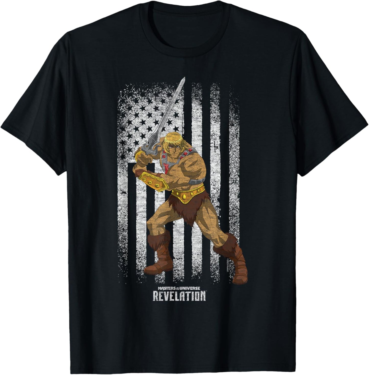 Masters Of The Universe He-Man Distressed Flag , black T-Shirt - T-Shirt | Black