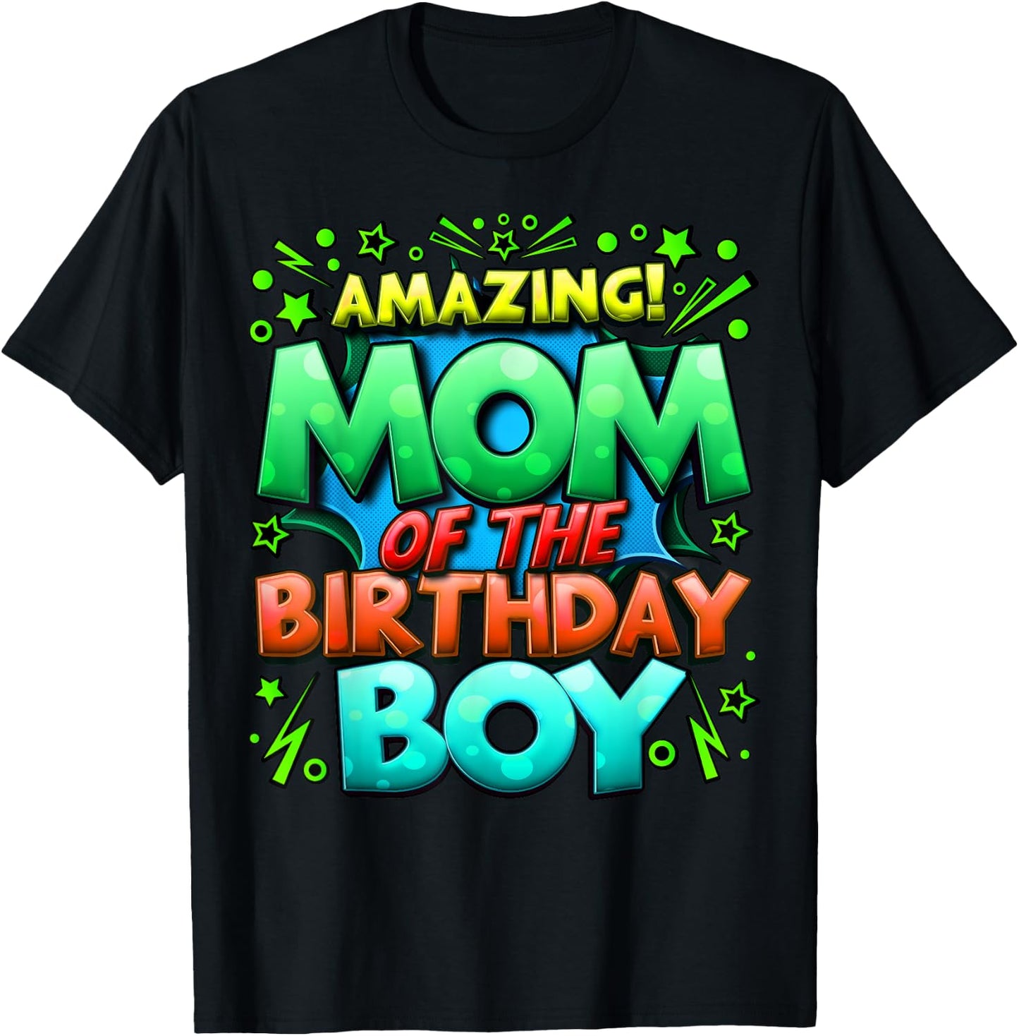 Mom of the Birthday Boy Matching Family Mommy T-Shirt - T-Shirt | Black