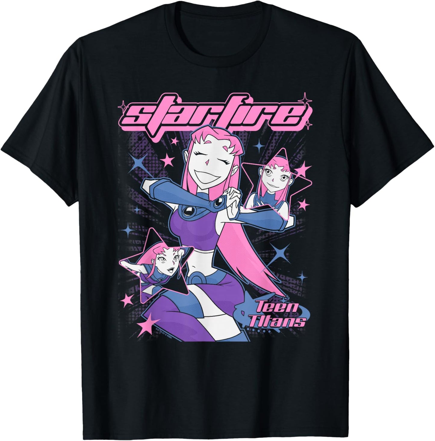 DC Comics Teen Titans Starfire Y2K Style Joyful Portrait T-Shirt - T-Shirt | Black