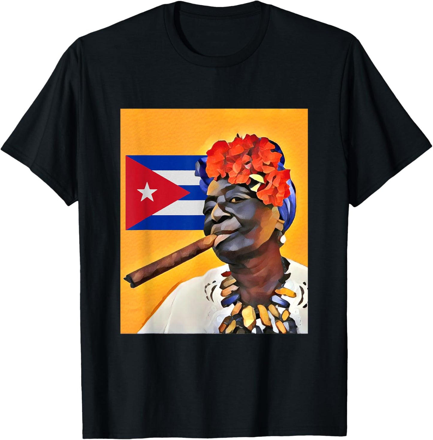 Afro Cuban women with cigar T-Shirt - T-Shirt | Black