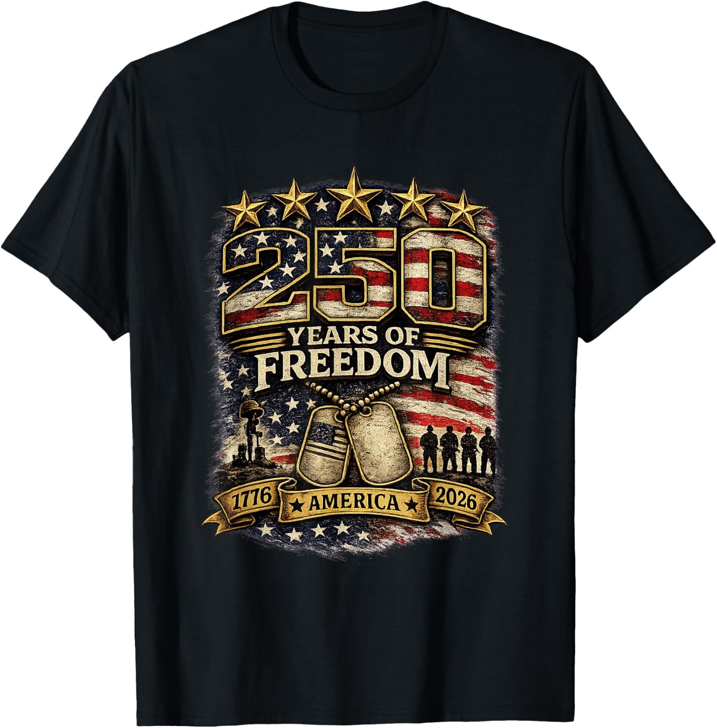 250 America Liberty July 4 T-Shirt - T-Shirt | Black
