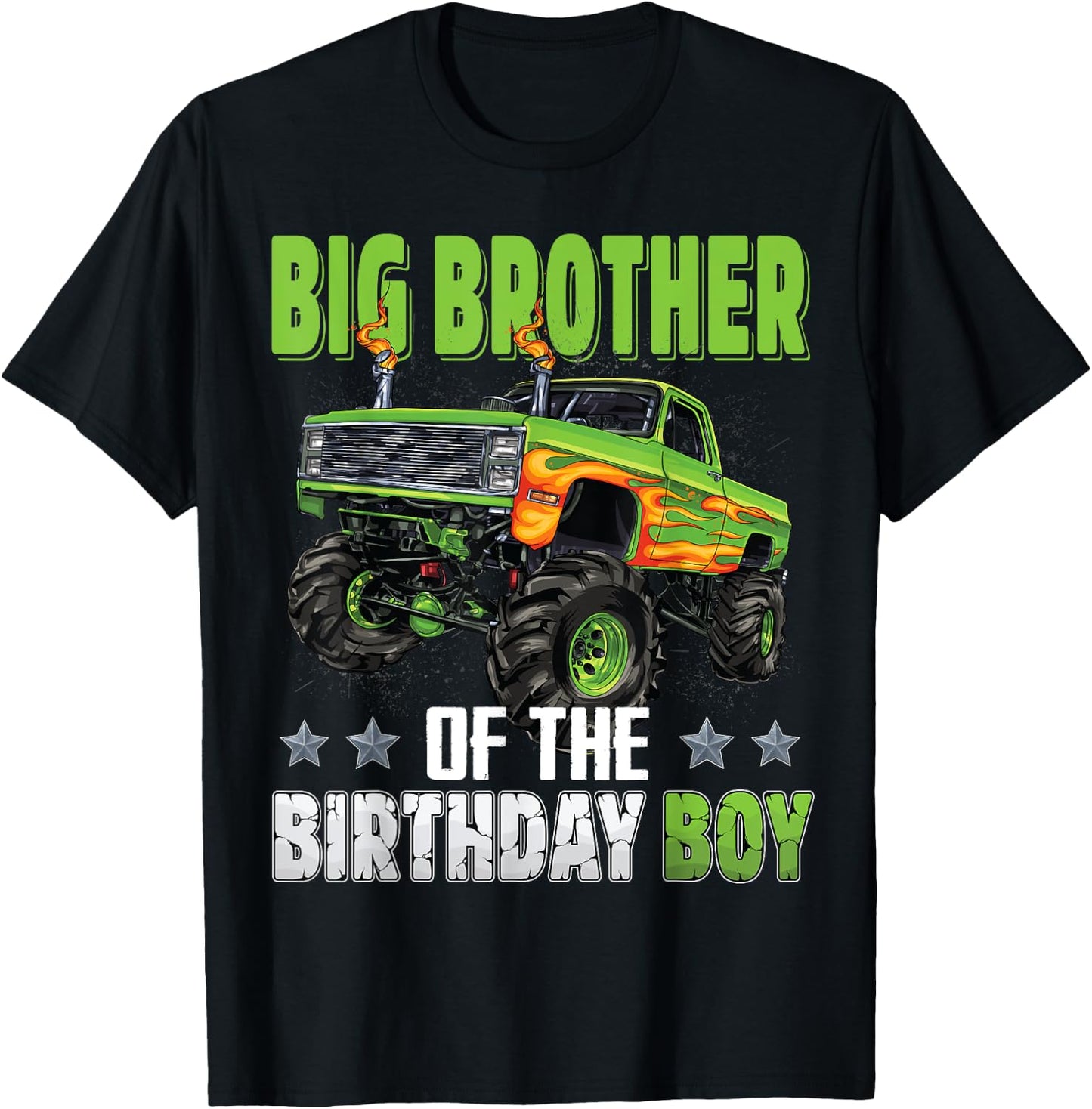 Big Brother of Birthday Boy Monster Truck Family Matching T-Shirt - T-Shirt | Black