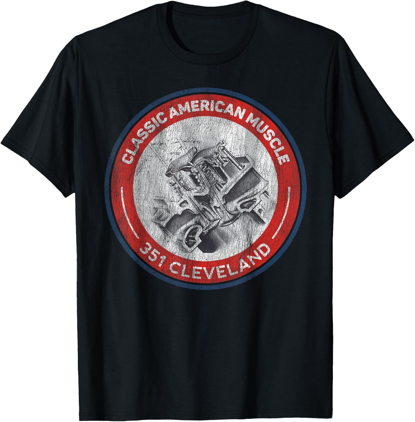 351 Cleveland Canted Valve Musclecar Retro Logo T-Shirt - T-Shirt | Black