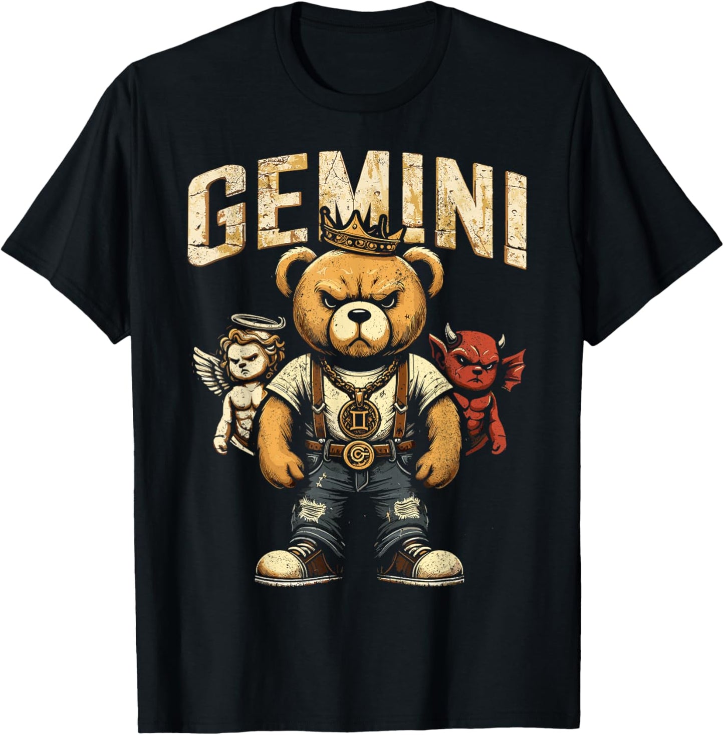 Gemini King Birthday Teddy Bear May Born Teens, Boys, Men's T-Shirt - T-Shirt | Black