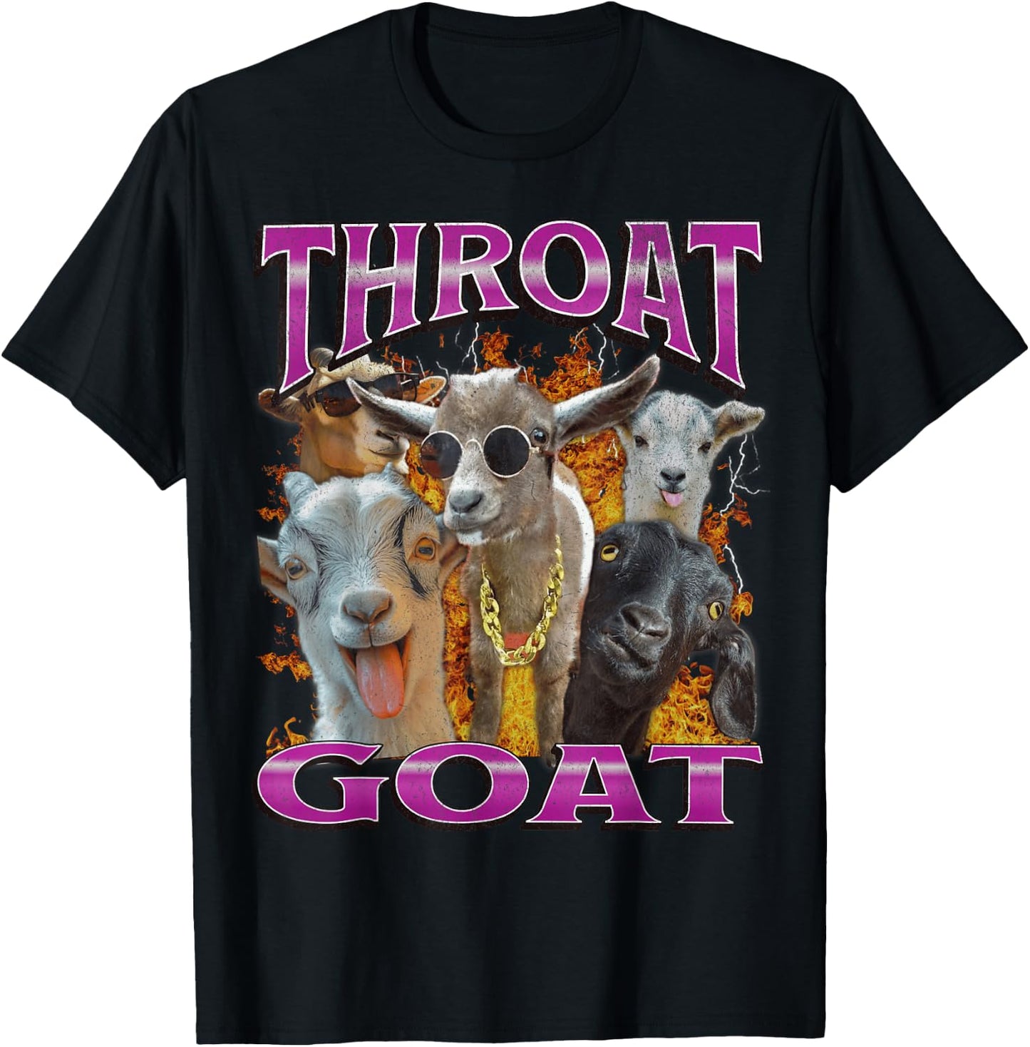 Throat Goat Funny Offensive Humor Bootleg Adult Y2K Graphic , black T-Shirt - T-Shirt | Black