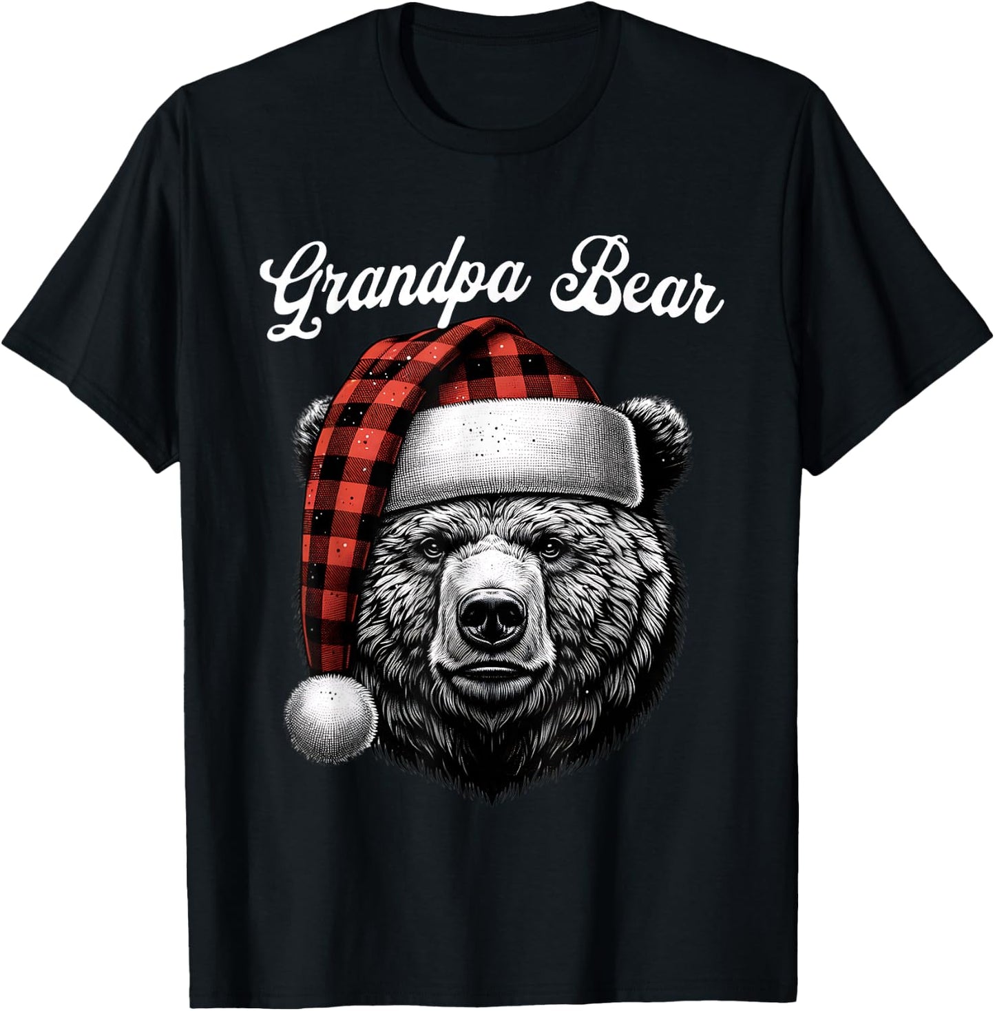 Grandpa Bear Christmas Red Buffalo Family Matching Christmas T-Shirt - T-Shirt | Black