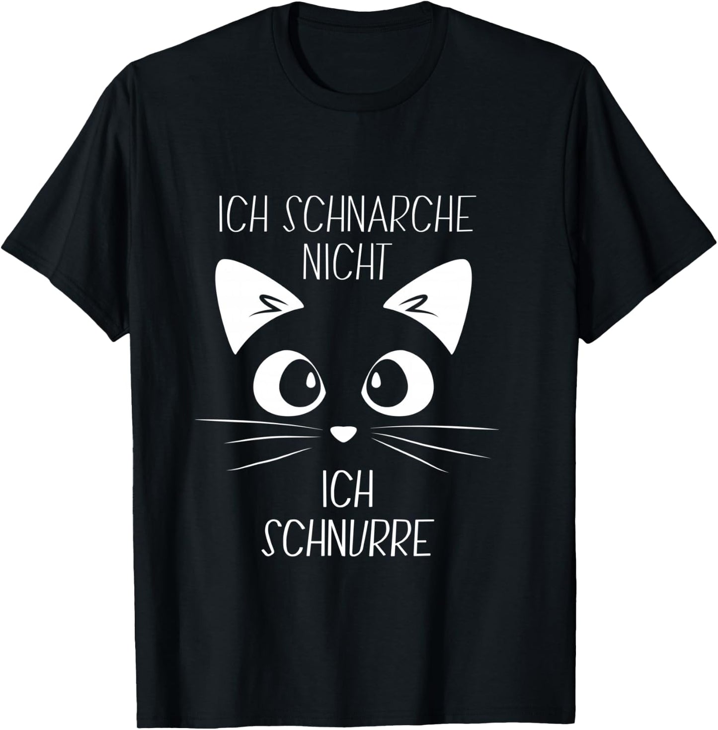Sleep Shirt with German Text "Ich Schnarche Nicht, ich schnurre" Cat Long-Sleeved Shirt T-Shirt - T-Shirt | Black